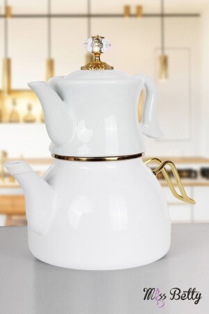 Emaye Çaydanlık Porselen Demlikli Beyaz-yeni Dufy - Miss Betty