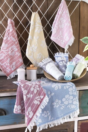 Emboss 6'lı 30x50 Cm El Ve Yüz Havlu Seti Mutfak Havlusu - Mariva Home