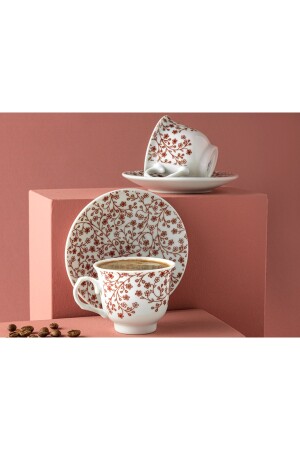 MNZ-English Hiedra Porcelain Set من كوبين قهوة 80 مل كلاريت الأحمر 10035676 - English Home