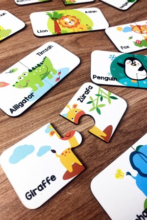 مـنـزـ الخشبية لعبة مـطابقة قطعتين حيوانات تركية إنجليزية حيوانات رياضت الأطفال اللعبة التعليمية - Enjoymydesign