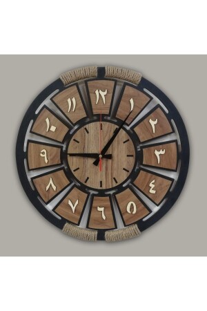 ساعة جدارية عربية مزخرفة من الحبل الخشبي - enmalife