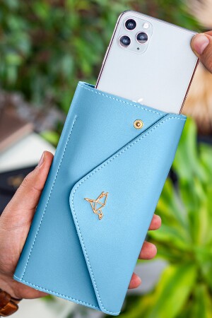 Envelope Telefon Ve Bozuk Para Bölmeli Zarf Model Bebe Mavisi Kadın Cüzdan ENVELOPE1001 - 1