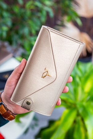 Envelope Telefon Ve Bozuk Para Bölmeli Zarf Model Gold Kadın Cüzdan - 2