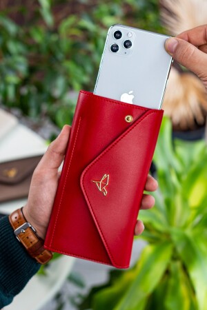 Envelope Telefon Ve Bozuk Para Bölmeli Zarf Model Kırmızı Kadın Cüzdan ENVELOPE1001 - 2
