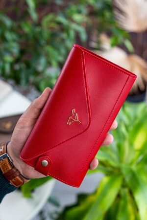 Envelope Telefon Ve Bozuk Para Bölmeli Zarf Model Kırmızı Kadın Cüzdan ENVELOPE1001 - 3