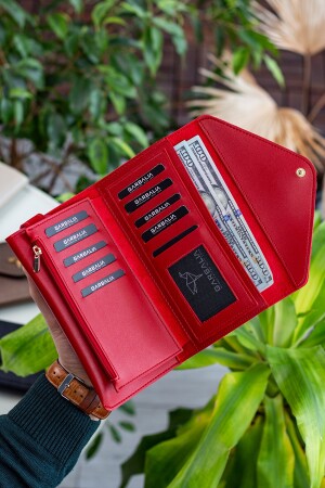 Envelope Telefon Ve Bozuk Para Bölmeli Zarf Model Kırmızı Kadın Cüzdan ENVELOPE1001 - 4