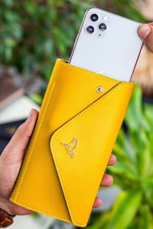 Envelope Telefon Ve Bozuk Para Bölmeli Zarf Model Sarı Kadın Cüzdan ENVELOPE1001 - 2