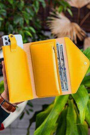 Envelope Telefon Ve Bozuk Para Bölmeli Zarf Model Sarı Kadın Cüzdan ENVELOPE1001 - 5