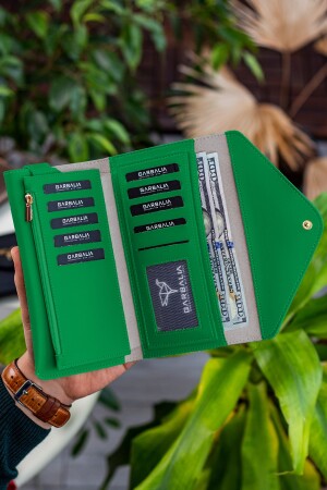 Envelope Telefon Ve Bozuk Para Bölmeli Zarf Model Yeşil Kadın Cüzdan - 3