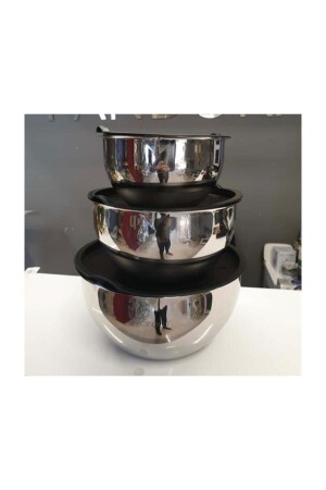 Enzo 3 Lü Paslanmaz Çelik Saklama Kabı Karıştırma Kabı Mutfak Gereci Arw 3789 AROW-ENZO - Arow - Dubai