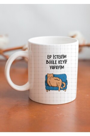 Ep mit Katze „I Want to Enjoy It“ geschrieben von Trakya, spezielles Design, bedruckte Tasse, Tasse, Kaffeetasse, Geschenk, trakya0005 - 4