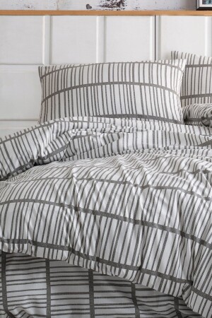 مجموعة غطاء القماش المطبوعة مزدوجة مزيج متجهات مشبكة رمدية Ep-022687 - Enlora Home