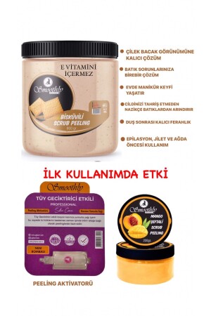 Epilasyon, Ağda Sonrası Batık Peeling 1kg Set Bisküvi Peeling-mango Şeftali Peeling-tüy Geciktirici BİSKÜVİ800MANGO200 - 1