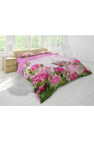 Erayshome Pink Rose 3D-Digitaldruck-Doppelbettbezug-Set Pmbe_GL_Btrly - 3