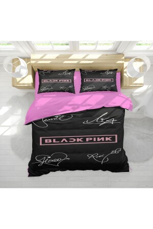 Erayshome Schwarz Rosa 3D-Digitaldruck-Doppelbettbezug-Set Blck_PNKÇ3 - 2