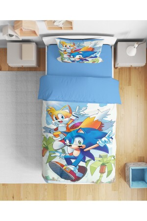 Erayshome Sonic 3D-bedrucktes Einzelbett-Bettbezug-Set ohne Bettlaken SNC4Ç - 1