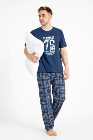 Erkek Baskılı Pijama Takımı Kısa Kollu pzrn 278874 / M.K. 2170-K - TAMPAP