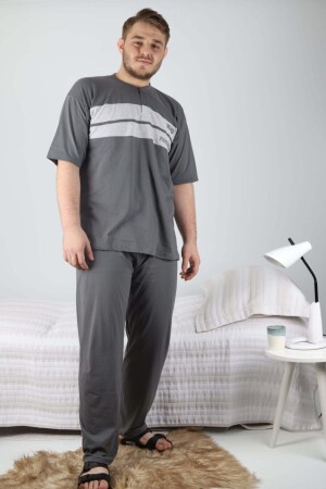 Erkek Büyük Beden Kısa Kollu Pijama Takımı - 1