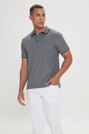 Erkek Çekmeyen Pamuklu Kumaş Slim Fit Dar Kesim Kıvrılmaz Polo Yaka Tişört - 1