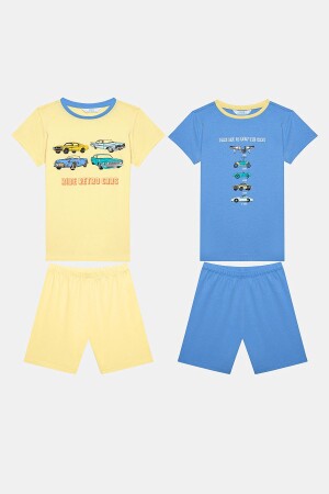 Erkek Çocuk Retro Cars Ço Renkli 2li Pijama Takımı - 1