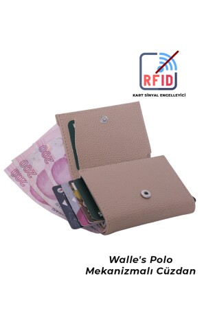 Erkek-kadın 2 Li Siyah-krem Set Otomatik Mekanizmalı Kağıt Para Bölmeli Deri Cüzdan-kartlık - 7