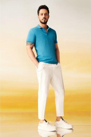 Erkek Koyu Mavi %100 Pamuk Serin Tutan Regular Fit Polo Yaka T-shirt E001004 - 1