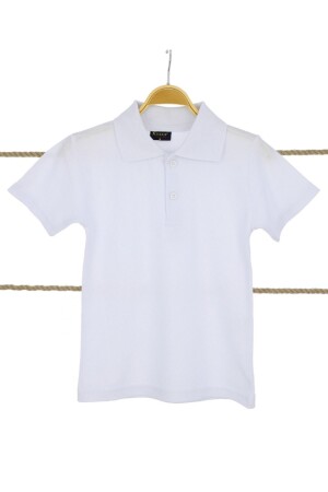 Erkek Okulluk T-sirt %100 Pamuk Mevsimlik Düz Beyaz Yakalı - Edoy