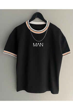 Erkek Yeni Sezon Oversize Man Kalıp Yaka Detaylı Yazlık T-shirt - 1