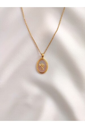 مقعد من فولاذ المقاوم للصدأ من النساء من الذهب البيضاوي الأصلي Eros Cupid صورت العنق - Evorya