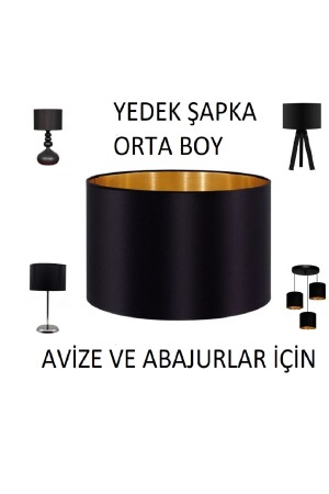 Ersatz-Lampenschirm und Kronleuchter-Abdeckung, Kopf aus schwarzem Stoff, goldfarben, gelb beschichteter Innenkörper, Metallteile, Lampenschirm – Schwarzgold - 5