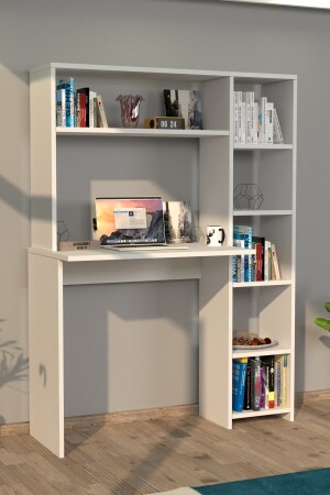 Ersinan Duru Schreibtisch mit Bücherregal weiß - 3