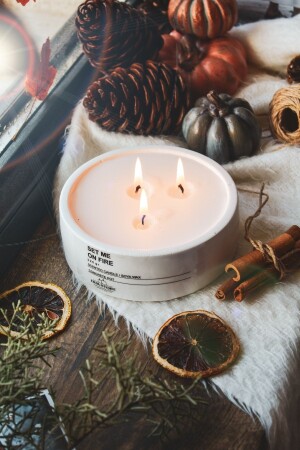 شمعة من الكنيس والفاحة ذات الروائح العطرية - شمعة من الصويا الخضار المزخرفة مع وعاء الخرسانة - Ersustore