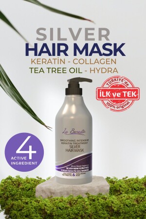 Erweichende, intensive Silber-Keratin-Kollagen-Haarpflegemaske (für silbergefärbte Haartypen), 500 ml E - 1