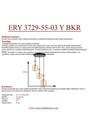 Ery 3729-55-03 Y Bakır 3 Lü Avize ERY 3729-55-03 Y BKR - 4