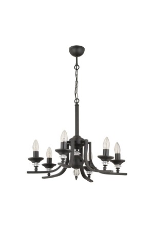 Erza 6-teilige schwarze moderne Pendelleuchte Schlafzimmer Retro Wohnzimmer Kronleuchter 3694-06-BL - 8