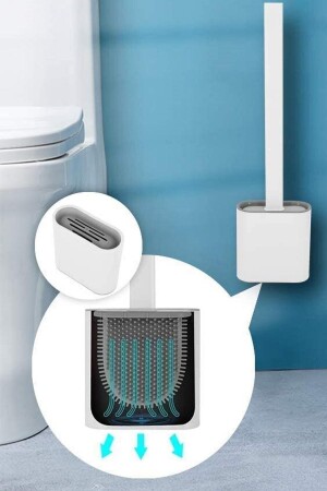 Es176 Home Weiße Toilettenbürste, Silikon-Badezimmer-Toilettenbürsten- und Halter-Set, weiß - 6