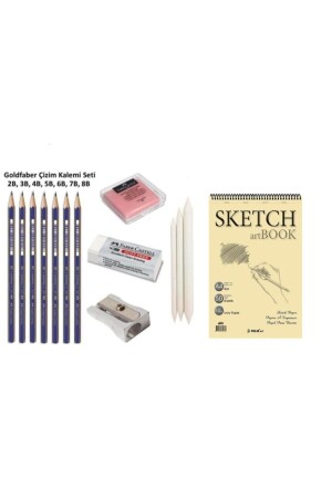 Eskiz Defteri Çizim Seti A4 Eskiz-pastel Dağıtma Kalemi-dereceli Kalemler-hamur Silgi-kalemtraş - 1