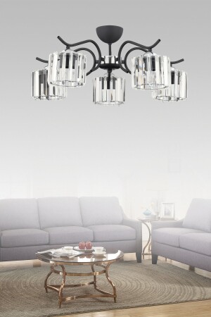 ESMA 5 Lİ MODERN KRİSTALLİ PLAFONYER AVİZE - Esslight