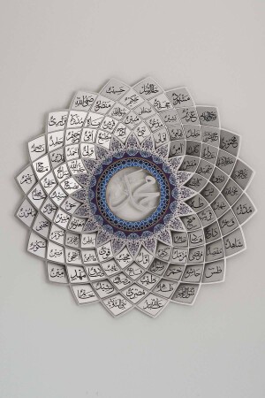 Esmaün Nebi Metal Islami Duvar Tablosu - Gümüş Hat Yazılı Dini Tablolar - Muhammed Tablo - Wam191 - Wall Art İstanbul