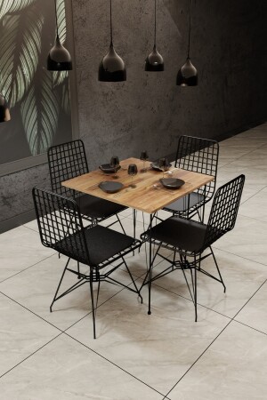 Esstisch-Set, Küchentisch, Café-Tisch, 4 Stück, Drahtstühle, 1 Stück, 70 x 70 cm, Tisch nmsmtlymk70 - 1