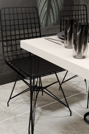 Esstisch-Set, Küchentisch, Café-Tisch, 4 Stück, Drahtstühle, 1 Stück Tisch (weiß), nmsymk001 - 3