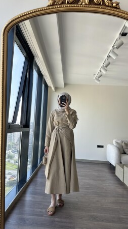 Eteği Yandan Geçirmeli Takım - Camel - Duendeca