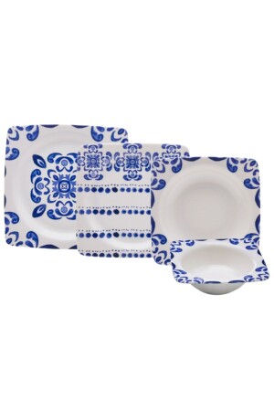Ethnic Blue 24 Parça Kare Porselen Yemek Takımı 600.15.01.2043 - Emsan