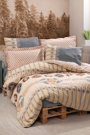 Ethnic Çift Kişilik Nevresim Takımı Dakota Gri 1749p - Cotton Box