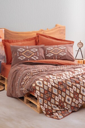 Ethnisches Doppelbett-Bettbezug-Set Belize Brown 8680108063033 - 1