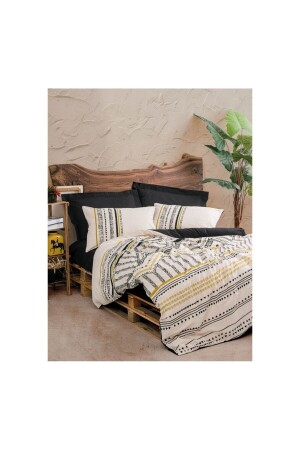 Ethnisches Doppelbett-Bettbezug-Set Elvira Schwarz ELVİRA-BLACK-ETHNIC-NEV-TAK-Ç. K - 1