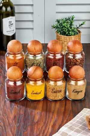 مجموعة من 8 كرات خشبية من المكعبات، وعلبة زجاجية من 300 مل لترات، ووجبات خفيفة وعلب السكر - Şakilata Concept