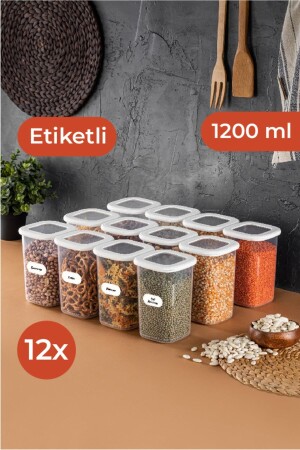 Etiketli Foly Kare Erzak Saklama Kabı Seti 12li 1,2 Orta Boy Beyaz 12LI-12 - 2