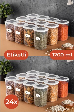 Etiketli Foly Kare Erzak Saklama Kabı Seti 24lü 1,2 Orta Boy Beyaz 24LU-12 - 1