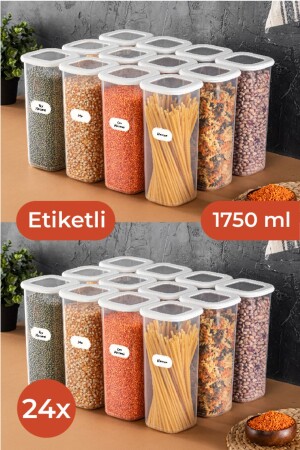 Etiketli Foly Kare Erzak Saklama Kabı Seti 24lü 1,75 Büyük Boy Beyaz 24LU-175 - 1